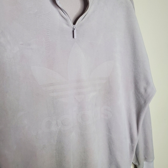 Adidas Winter Ease Lilac Velvet Velour Trefoil Half Zip Pullover Sweatshirt - Picture 6 of 9